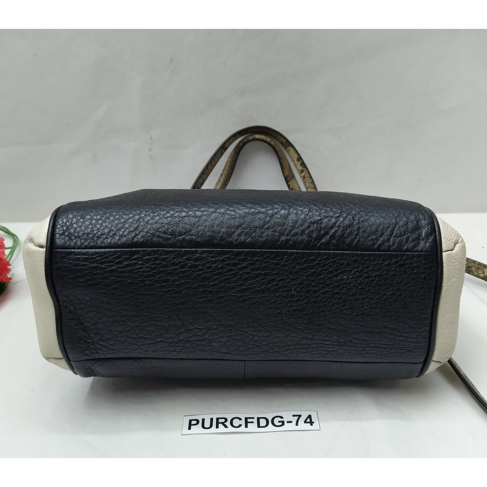 Coach Minetta Black Pebbled Leather Snakeskin Detail Satchel Crossbody Bag - Picture 7 of 16
